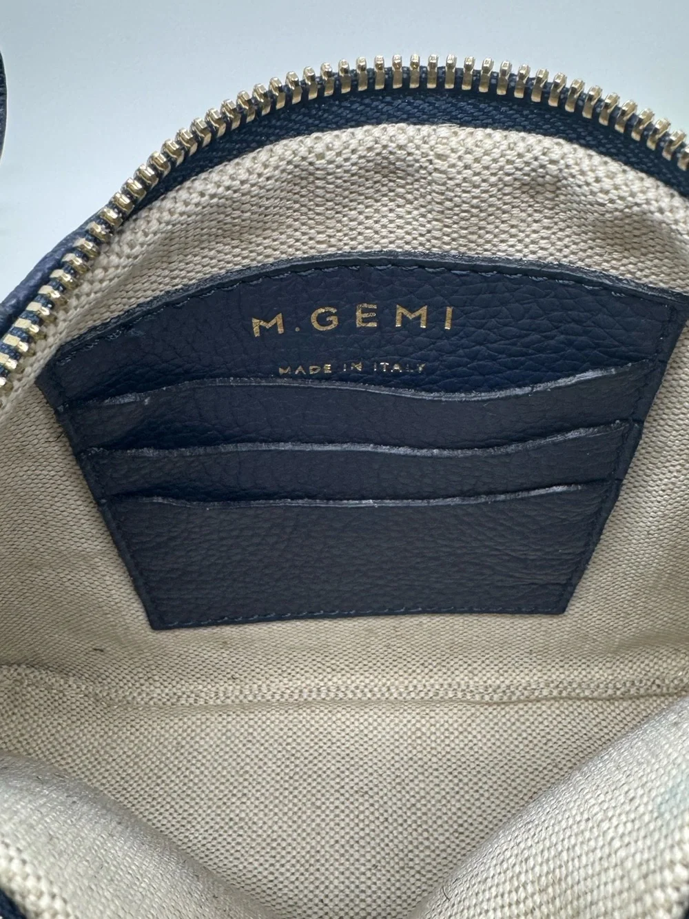M. Gemi Piccolo Wristlet Clutch Navy Leather